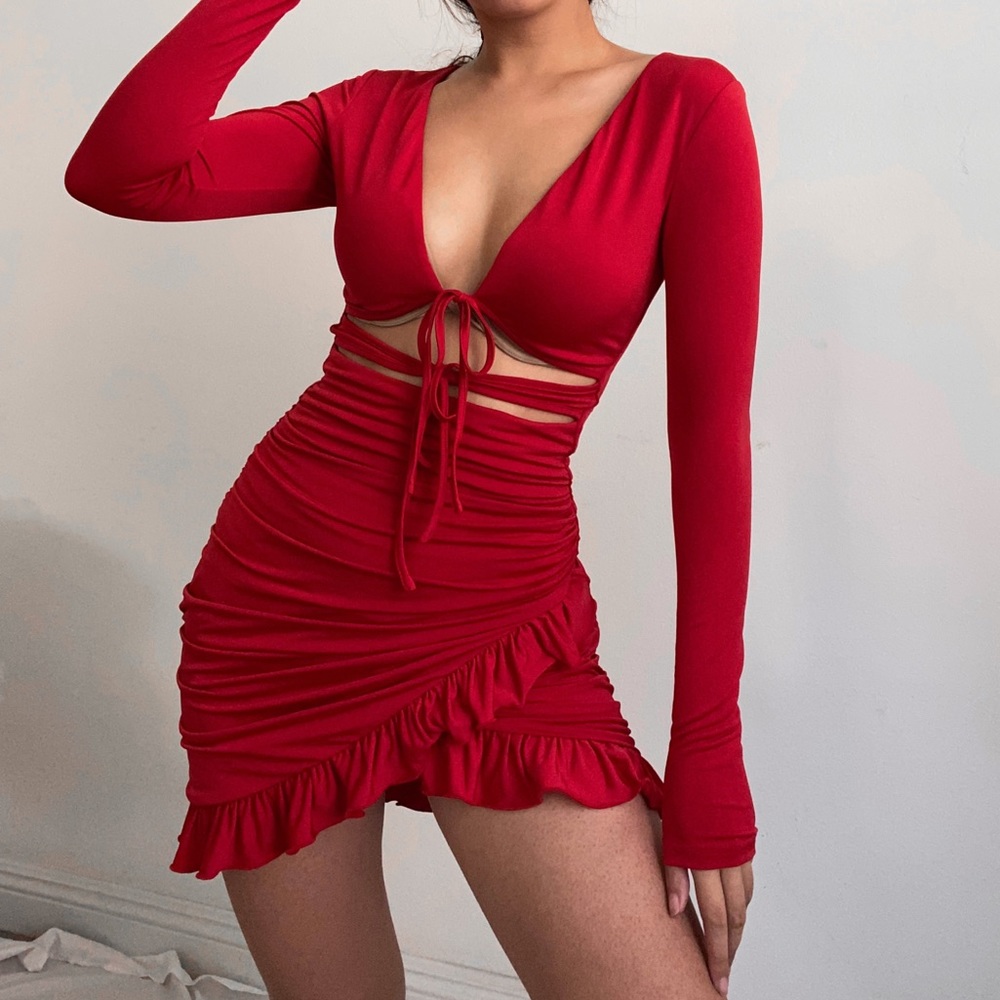 I.AM.GIA Red Long-Sleeve Mini Dress